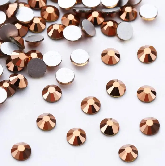 Rose gold Прозрачная Большая упаковка, стразы из розового золота без горячей фиксации с плоской задней частью, стеклянные блестящие стразы, 3D Стразы для дизайна ногтей, камни для ногтей, сумки для обуви - Цвет: Rose gold