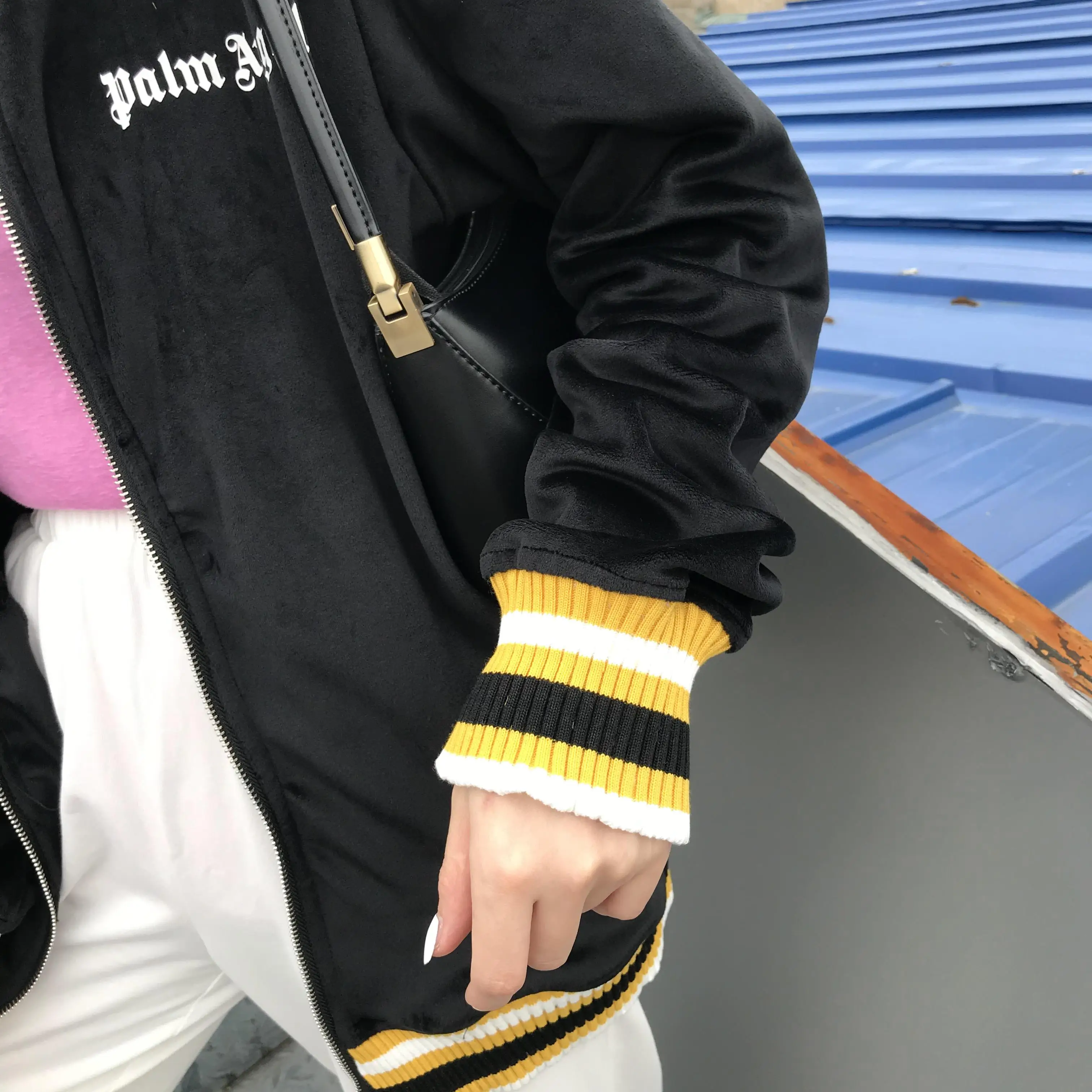 

Palm Angels Velvet Threaded Zipper Set Loose Unisex 456432441