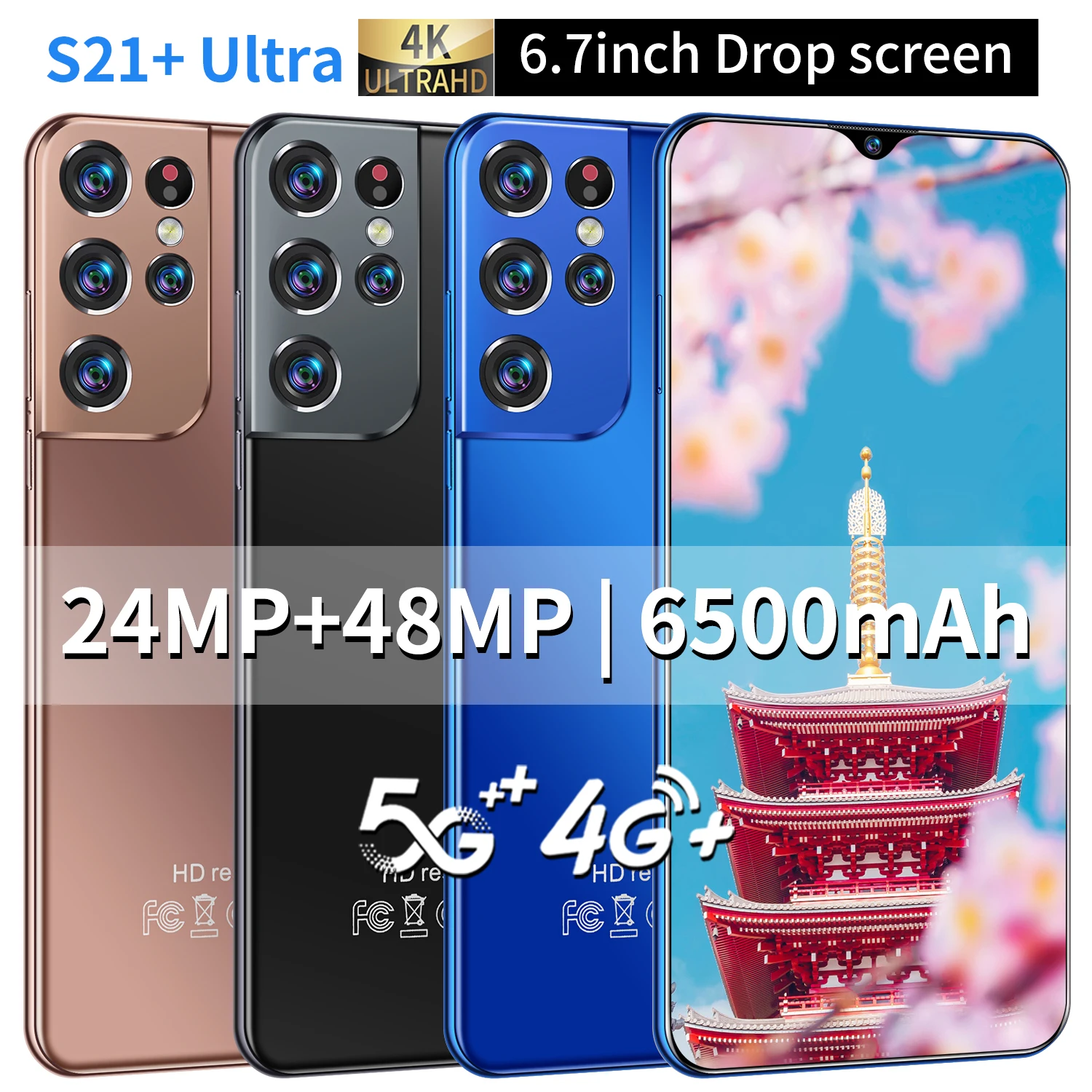 

New Arrival 2021 Galxy S21+ Ultra 6.7 Inch 24+48MP 6500MAH Strong 11Core 5G Smartphones Face ID 12+512GB Andriod 11.0 Dual SIM