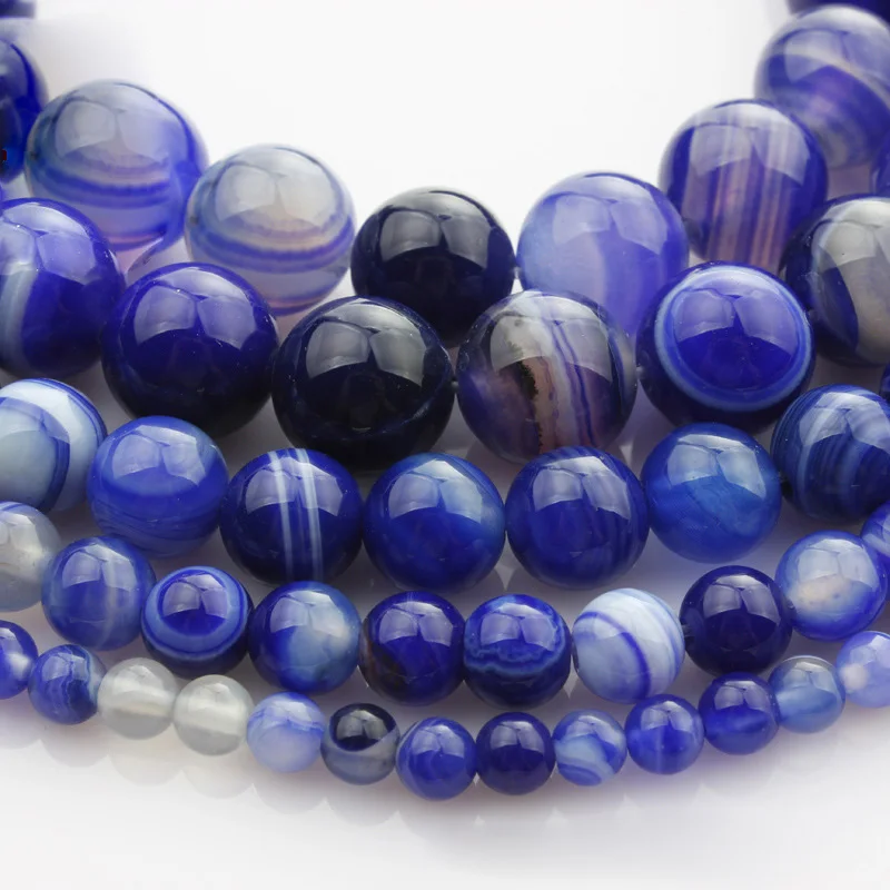 

15"(38cm) Strand Round Natural Blue Lace Agate Stone Rocks 4mm 6mm 8mm 10mm 12mm Beads for Jewelry Making DIY Bracelet Findings