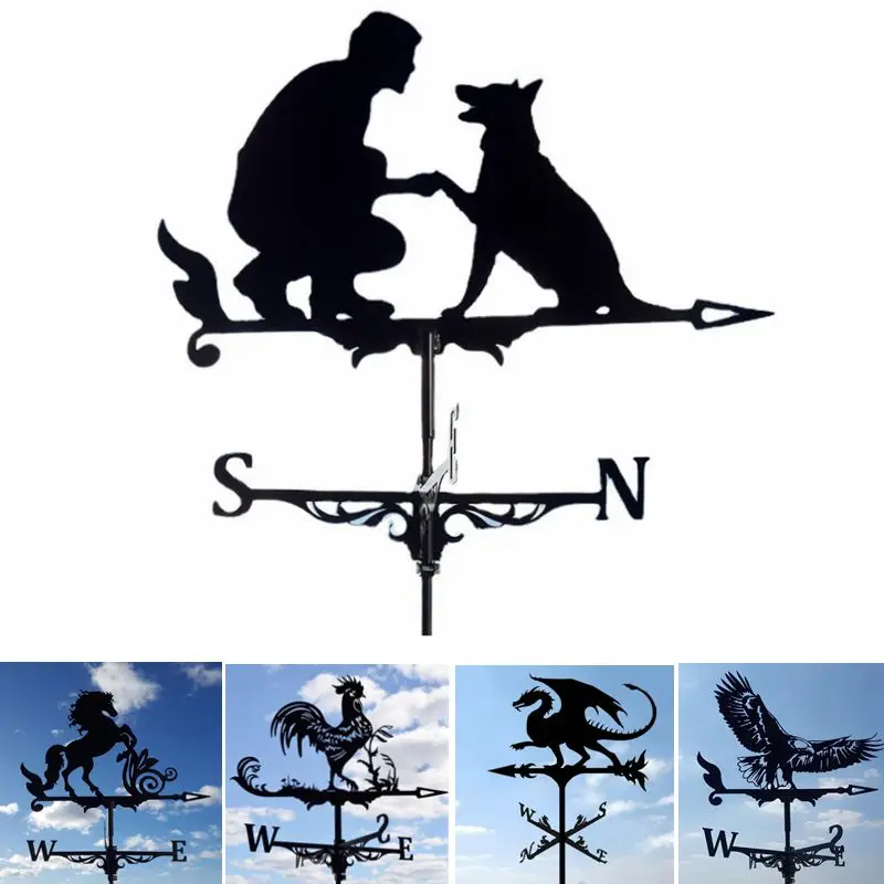 Garden Stainless Steel Weather Vane Metal Weathervane Yard Wind Garden Stake Wind Speed Spinner Vane Home Outdoor Garden Decor