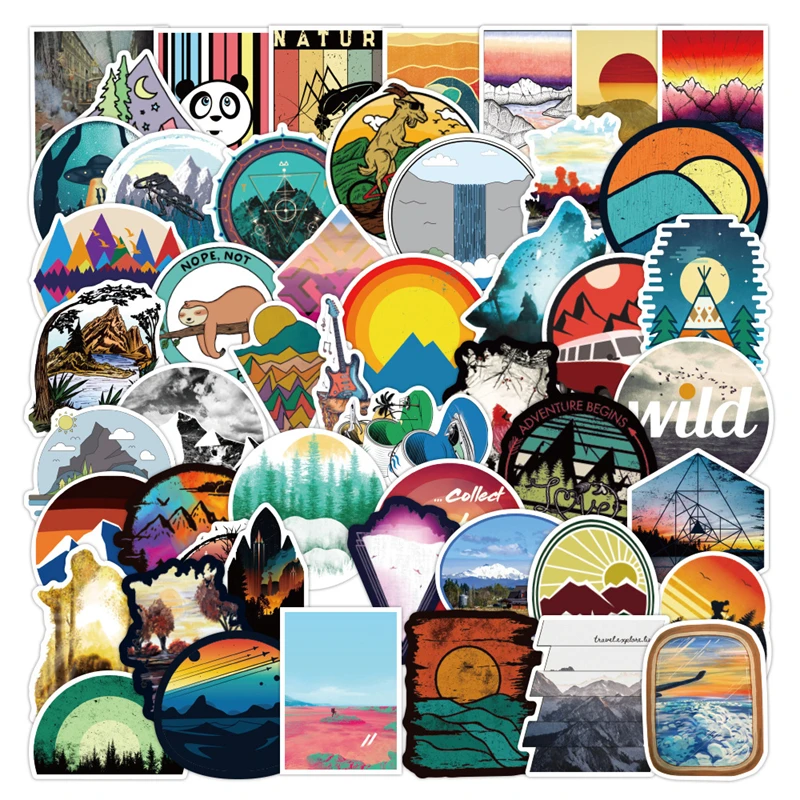 

10/30/50 PCS Outdoor Scenery Graffiti Cartoon Anime Sticker For Laptop Skateboard Luggage Motorcycle Fridge Waterproof Decal Toy