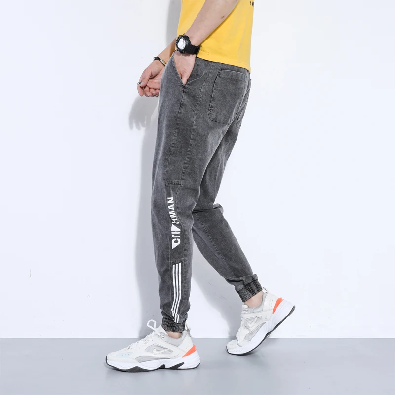 

HENCHIRY Men's Four Seasons Jeans Casual Harem Pants Trend Show Thin Breathable Ankle-Length Pants Loose Lace Up Straight Pants