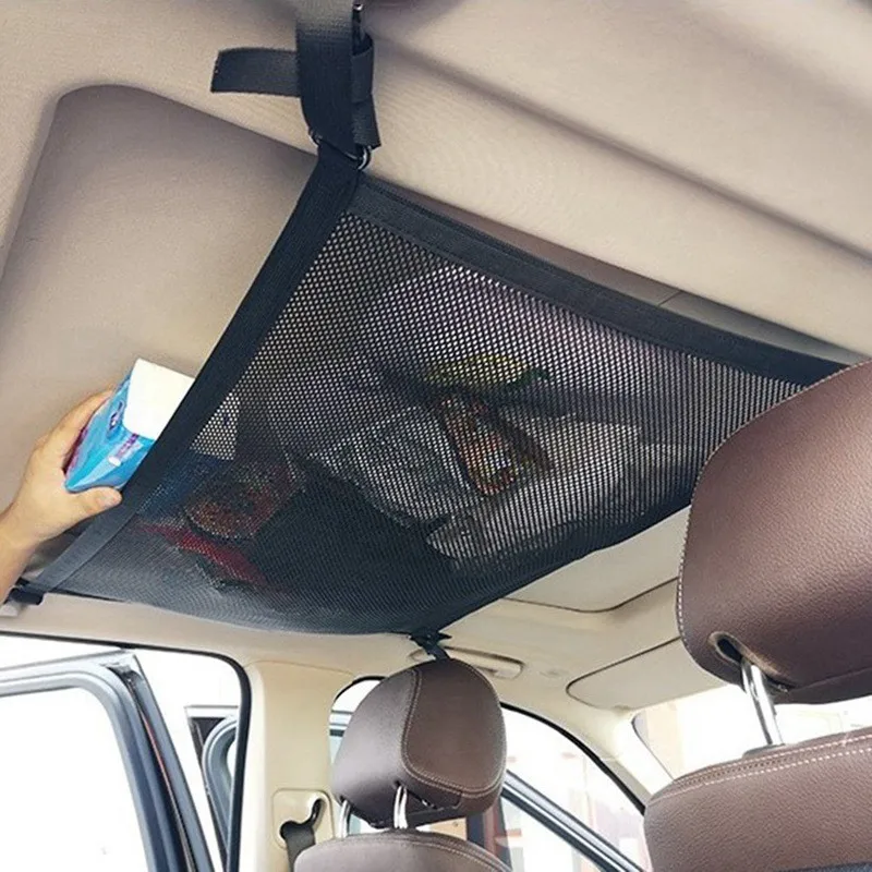 

Suv Car Ceiling Storage Net Pocket Car Roof Bag Interior Cargo Net Breathable Mesh Bag Auto Stowing Tidying Interior Accessories