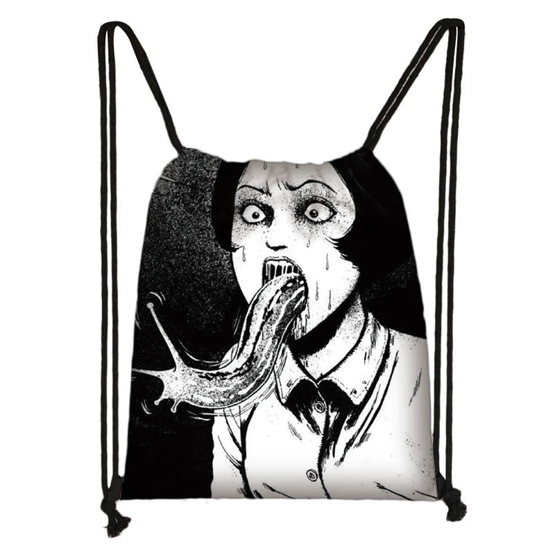 Horror manga drawstring сумка Junji Ito Женская и мужская сумка для хранения Jorogumo/slug девушка холщовый рюкзак дорожный рюкзак Подростковая сумка