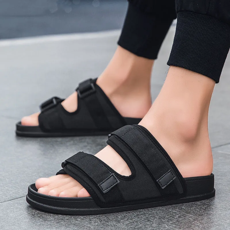 Мужские пляжные сандалии на плоской подошве летние модные уличные повседневные