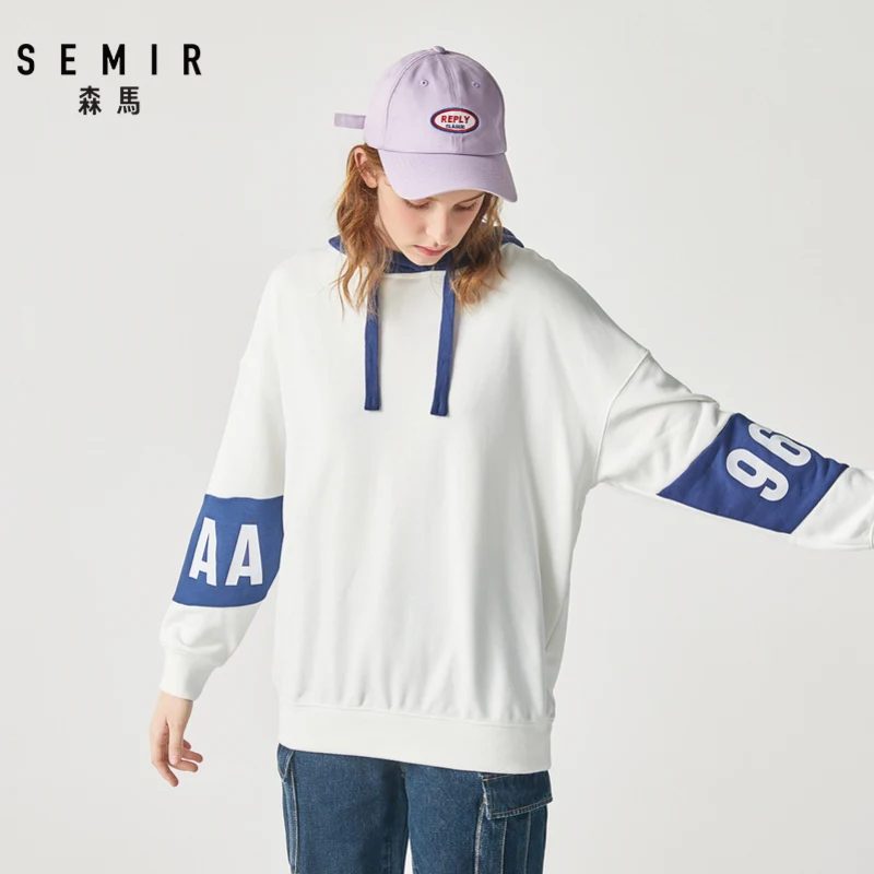 Толстовка SEMIR женская с капюшоном длинная свободная рубашка в Корейском стиле