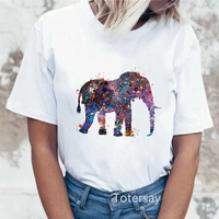 funny cute womens t shirt animal painting elephant cartoon print t shirt ladies summer shortsleeved casual female clothing tops
