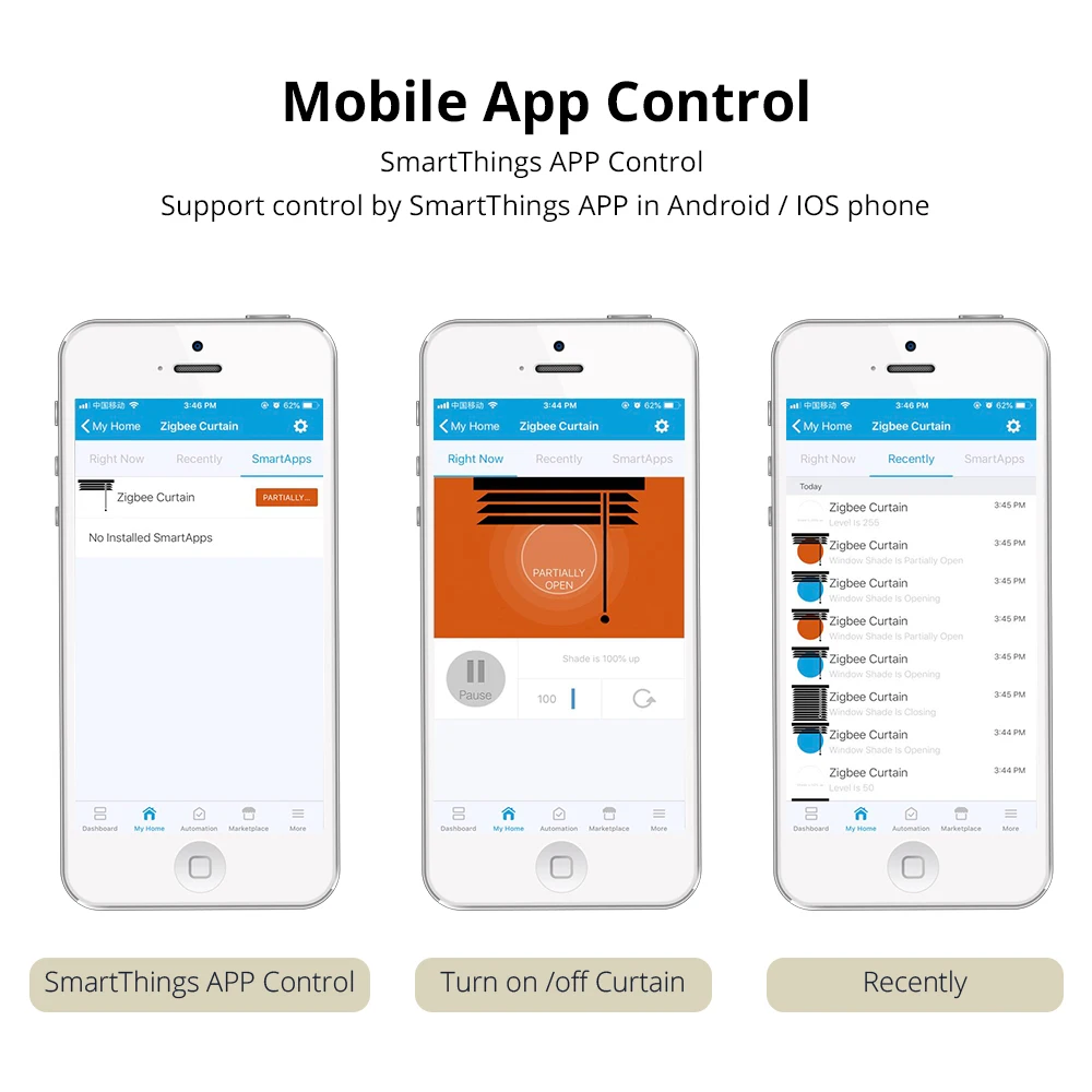 Zigbee роликовые жалюзи переключатель с мотором для 38 мм трубки SmartThings control Electirc слепой