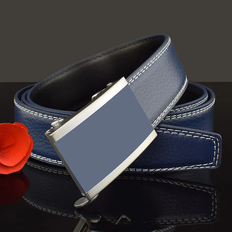 Blue Belt Men's Genuine Leather Luxury Brand Automatic Buckle Fashion Designer Belt Casual 2.8 cm Ceinture Men's High Quality