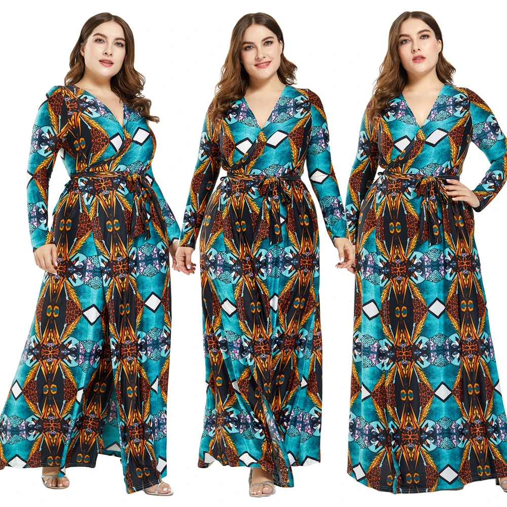 Женское платье с V образным вырезом длинным рукавом|Мусульманская одежда| |