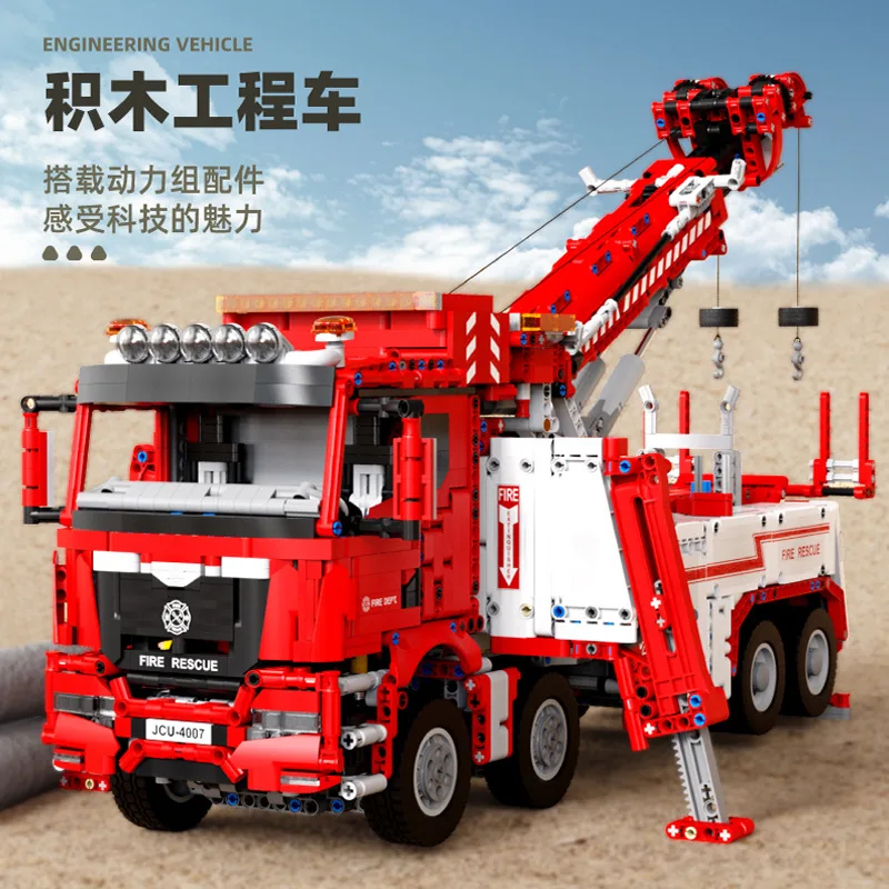 T4007 5030PCS Moc High-Tech 8x8 Road Rescue Truck Crane Electric Remote Control Assembly DIY Bricks Building Blocks Adult Toys | Игрушки и