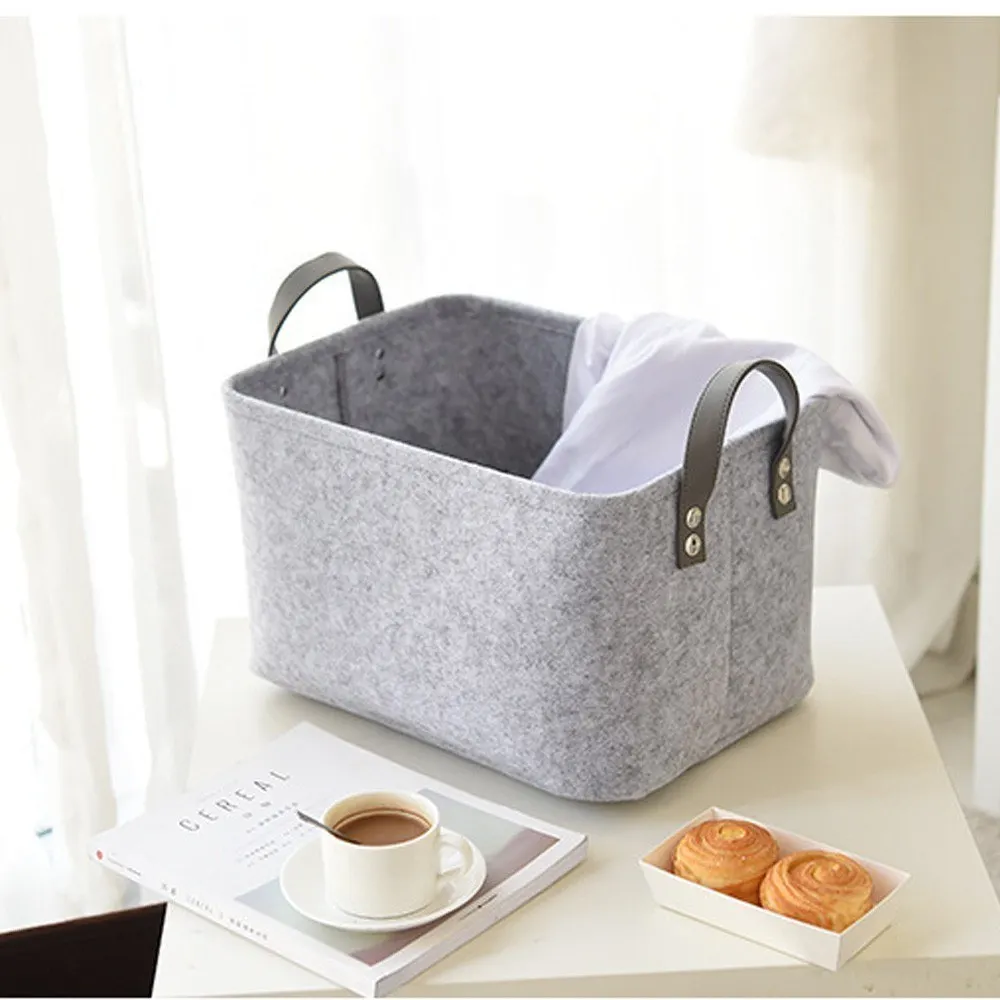 

Felt Sundries Storage Basket Foldable Household Laundry Basket with Handle For Dirty Clothest Medium 34 * 24 * 21
