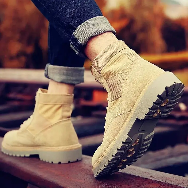 Мужские модные замшевые Ботинки Martin в классическом стиле мотоциклетные