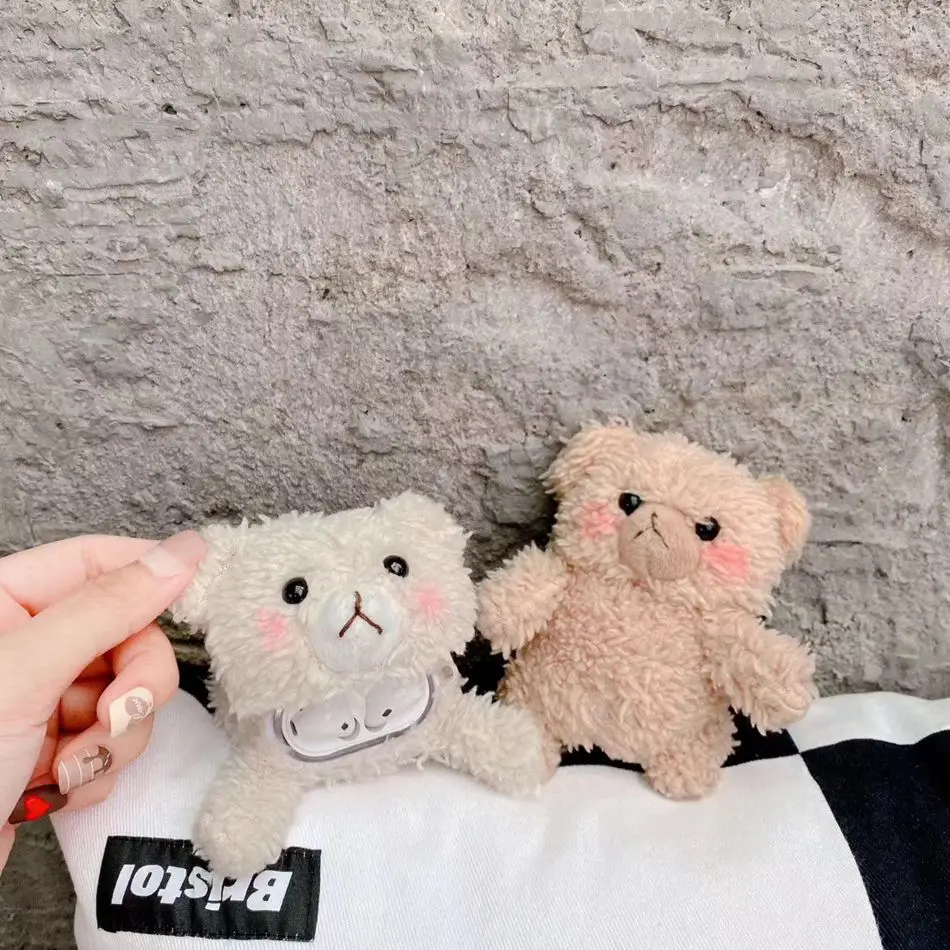 3D Cute Earphone Case for Airpods Case Cartoon Knitted plush Cover for Apple Airpods 2 Case Bear Teddy Dog Rabbit Earpods Case