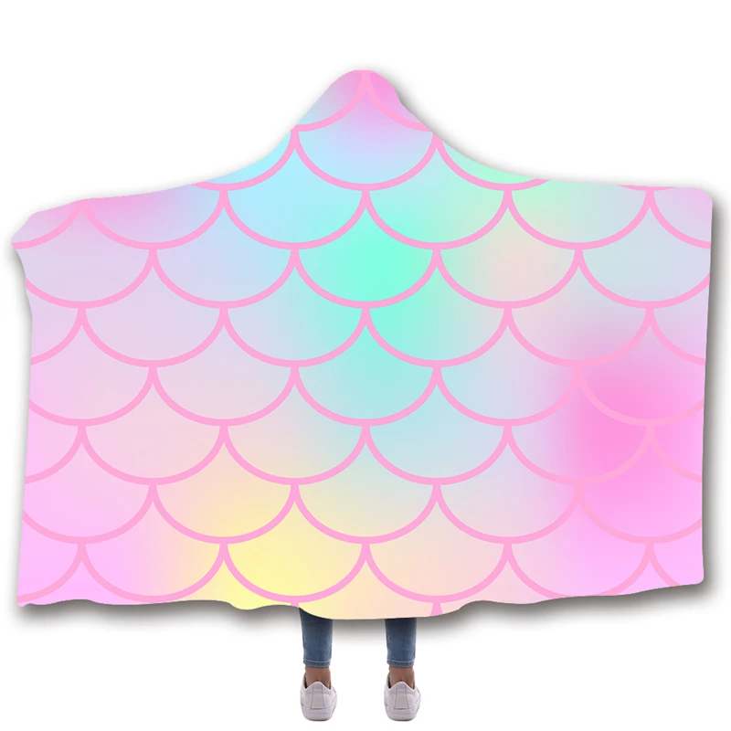 Одеяло для просмотра аниме рыбья чешуя с принтом двойное бархатное мягкое одеяло