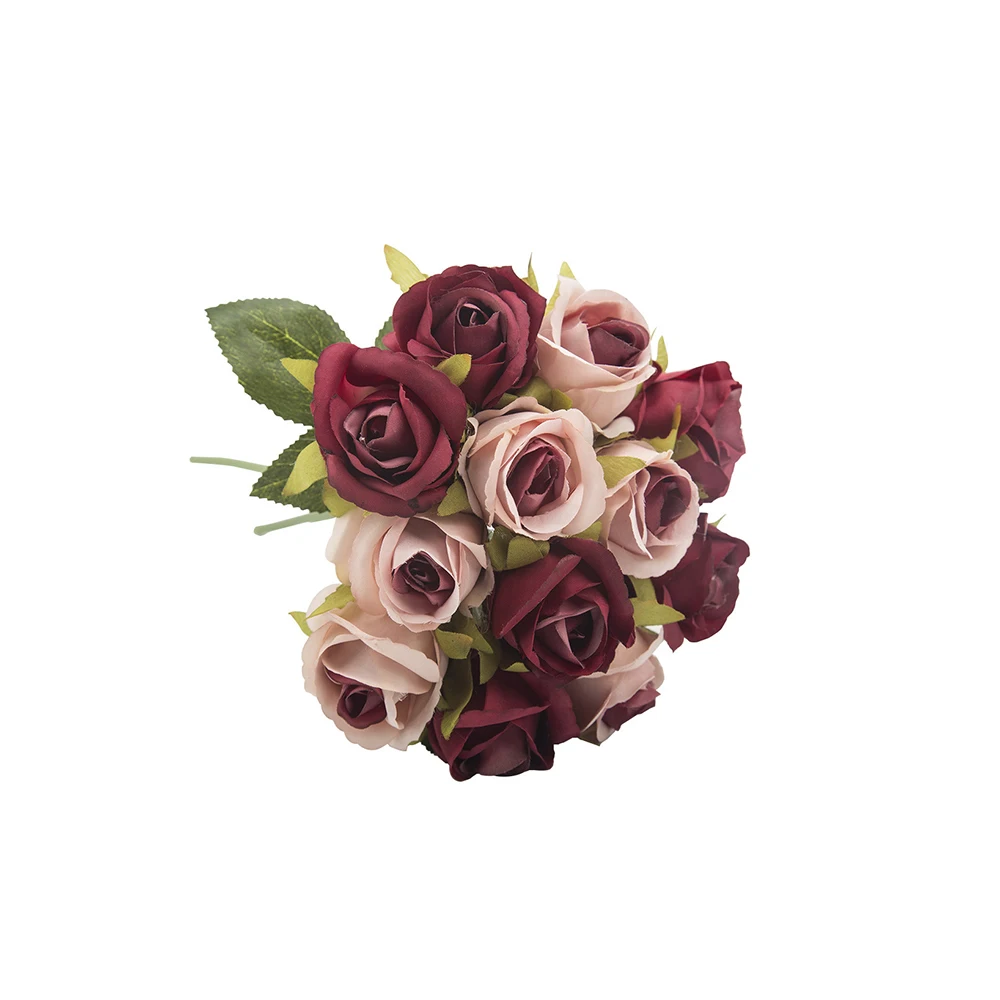 12 головок искусственный шелк французская Роза цветочный букет цветок