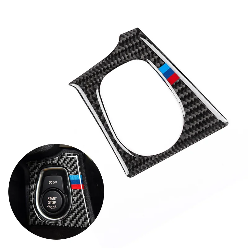 

For BMW 3 4 Series F30 F32 2013 2014 2015 2016 2017 2018 Carbon Fiber Car Interior Start Stop Engine Frame Cover Decor
