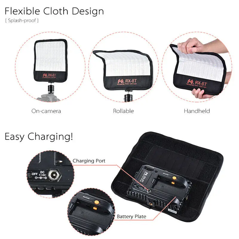 Купить FalconEyes RX-8T 16 Вт светодиодный видео светильник Гибкий на Камера светильник комплект 5600K CRI95 для видео Stuido фотографии светильник Инж