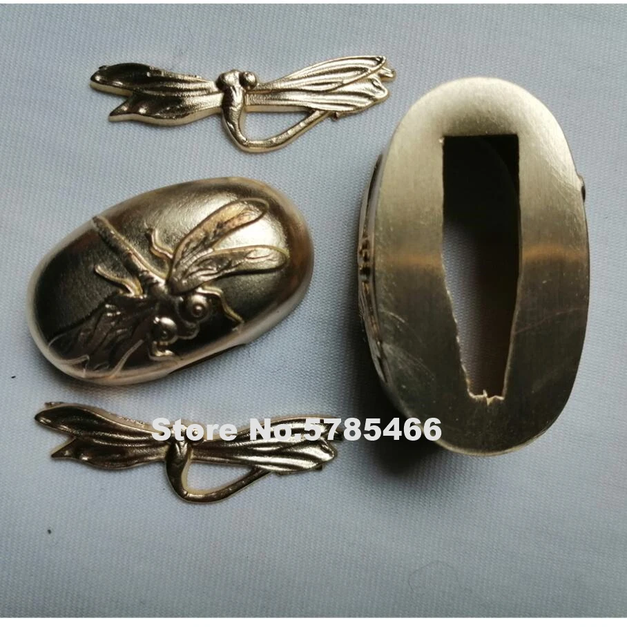 Лучшая медная латунная защита Tsuba menumi Fuchi Kashira W Стрекоза для японского