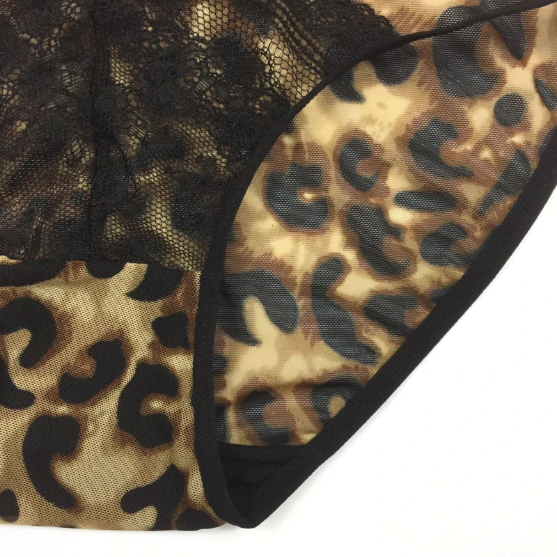 

2021 New Fashion Women Sexy Leopard Lace Panties Seamless Underwear Panties For Girls Leopard Ice Silk