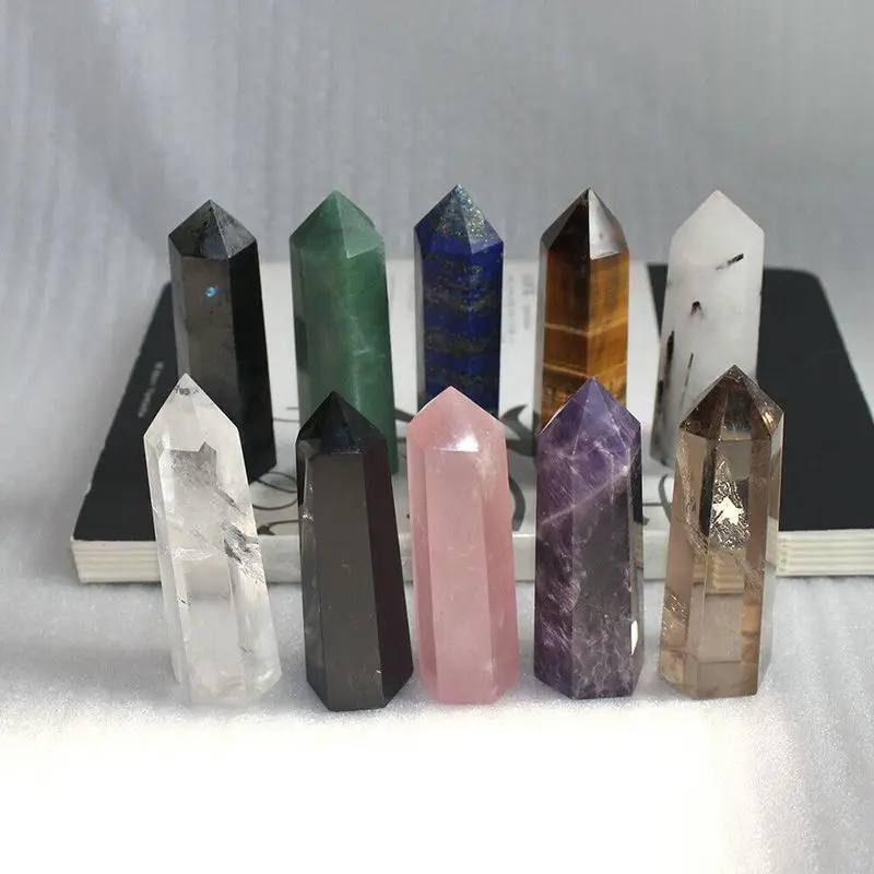 

Natural Crystal Stones Point Wand Rose Quartz Reiki Healing Stone Tower Energy Ore Mineral Polished Crafts Home Decoration Gifts