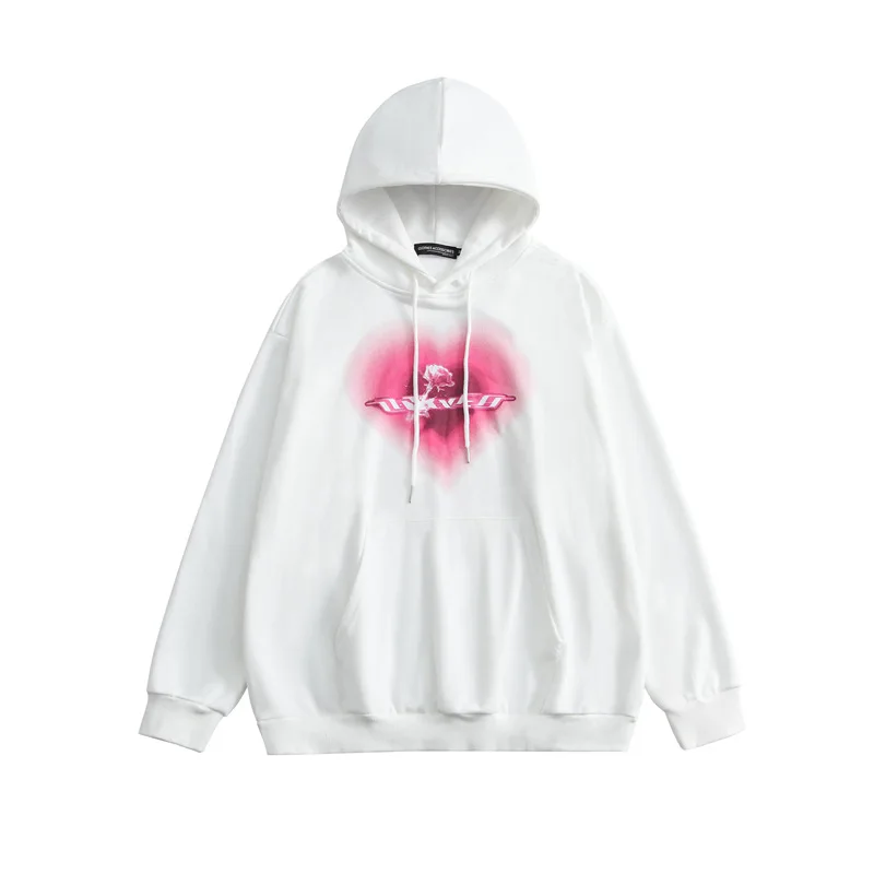 Women Love Print Long Sleeve Hooded Sweatshirts Hoodies Korean Fashion Oversize Top Girl Harajuku Pullovers H1596
