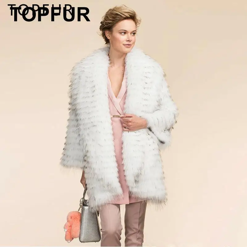 Женское пальто из натурального меха енота однотонная верхняя одежда с большим