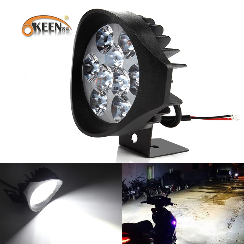 

OKEEN High Bright 27W LED Motorcycle Headlight Spot Beam Waterproof Fog Lamp 12V 24V White Working Light Auto Tuning Accessories