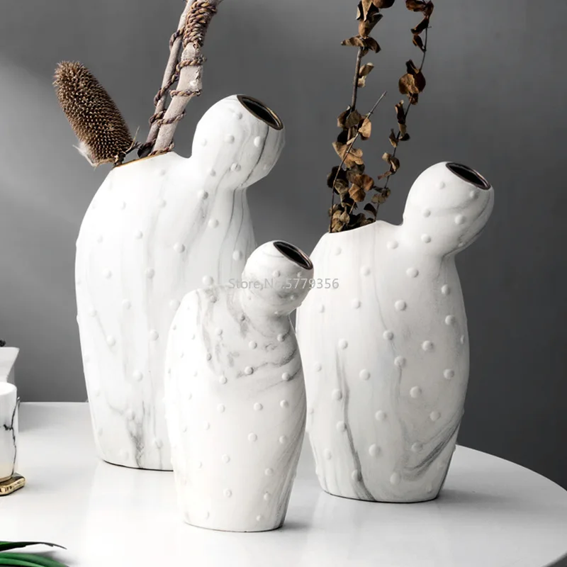 

Керамическая ваза ручной работы в скандинавском стиле, для гостиной, винного шкафа, настольная, для сухих цветов, украшение для дома