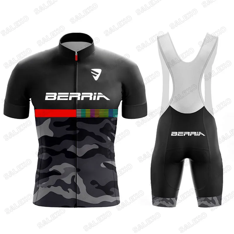

BERRIA bike Team Cycling Jersey Set 2021 Men Summer Bike Clothes MTB Ropa Ciclismo Bicycle Uniforme Maillot breathable 19D Pad