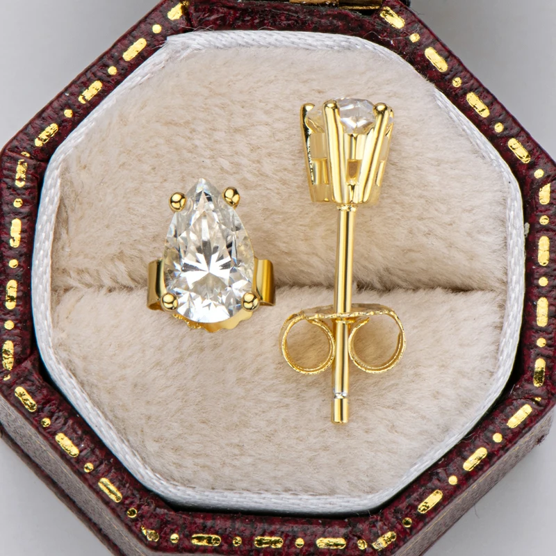 Серьги-гвоздики женские из серебра 925 пробы с муассанитом | Украшения и