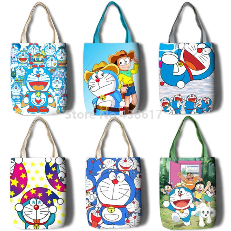 

New Cartoon Doraemon Girls Women Canvas Shoulder Bags Large Handbag Cute Cartoon School Book Shopping Bag