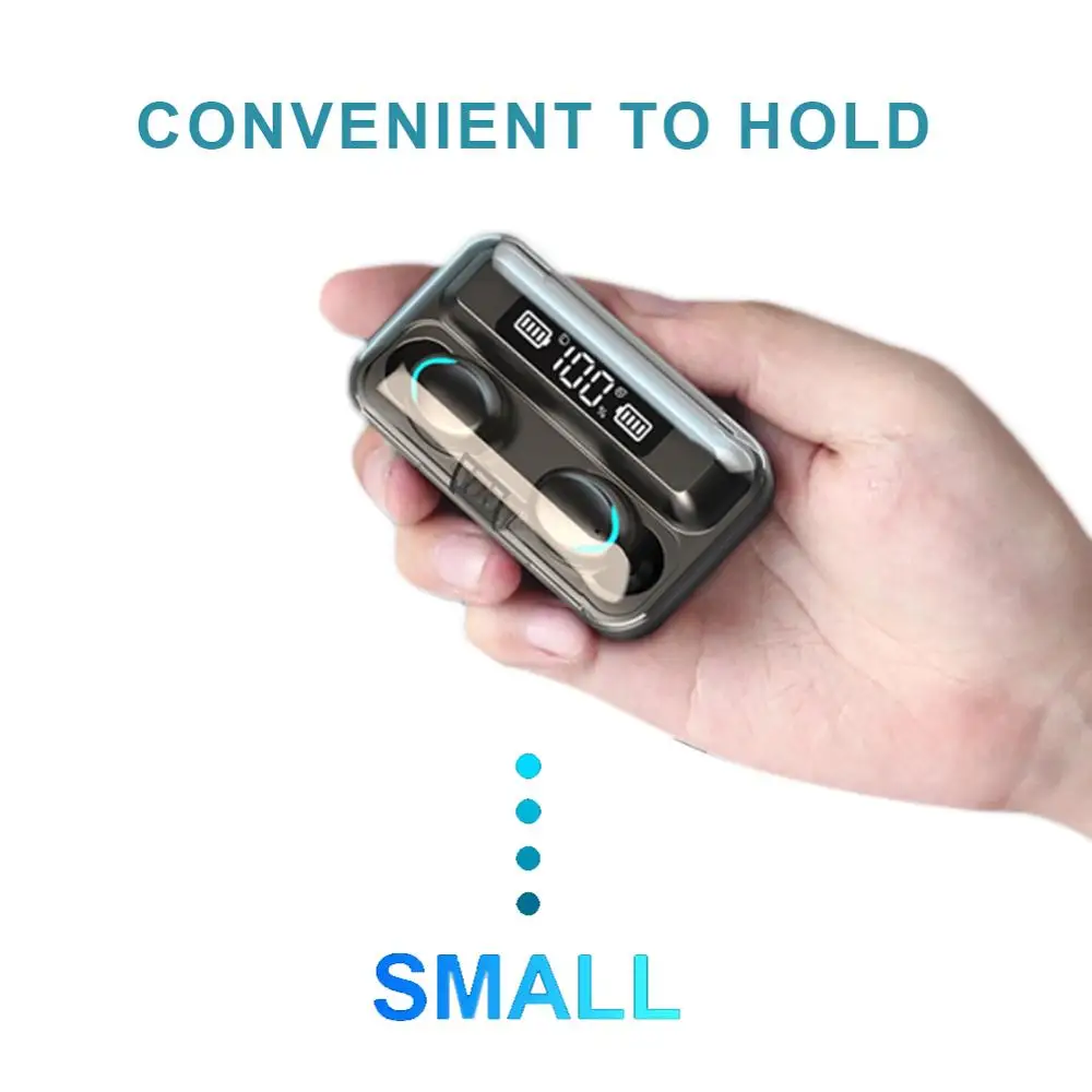 Mini F9 Беспроводные Bluetooth 5 0 стерео наушники светодиодный дисплей питания