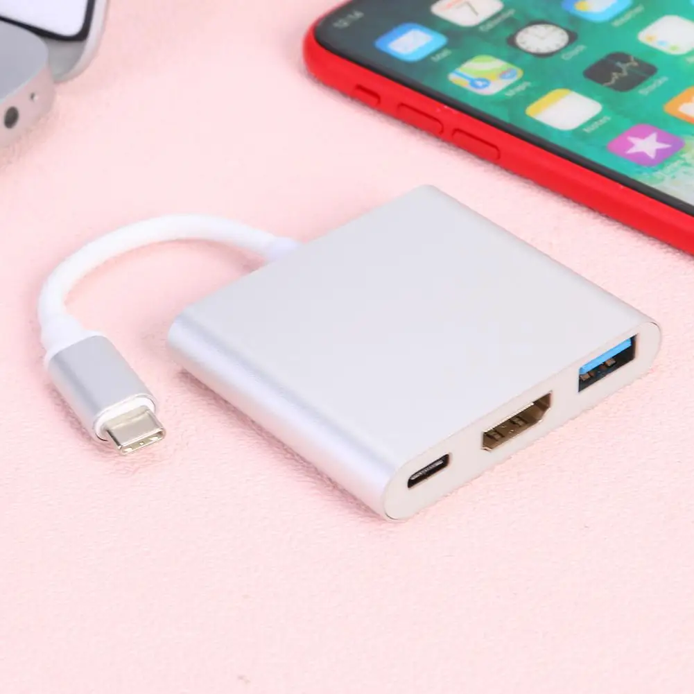Адаптер USB C HUB Type to 4K HDMI Hub 3 0 отличный алюминиевый сплав серебряный корпус порт для
