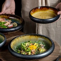 1pcs kinglang creative kiln ice split glaze ceramic plate japanese sushi sashimi dish salad