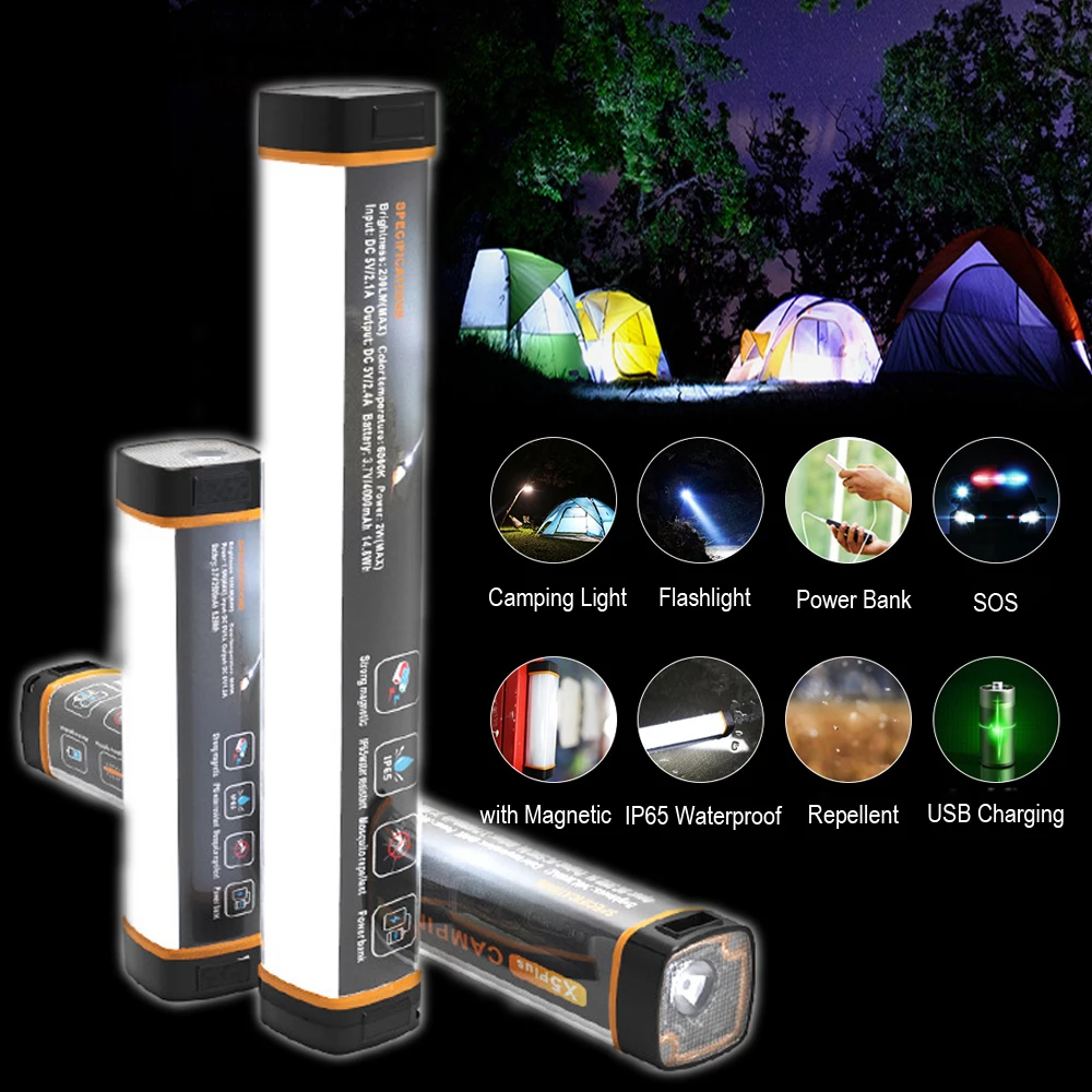 IP65 Светодиодный фонарь для кемпинга с магнитом палатки usb зарядкой наружного