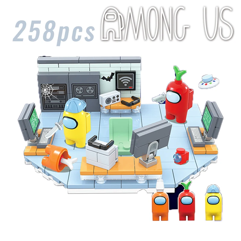 

258Pcs Brick Amonged Us Building Blocks Series Space Alien Skeld Character Crewmate And Impostor Toys For Kids 2021Newest Scene