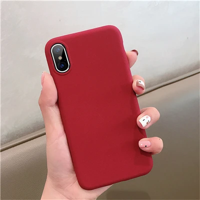 Wine Red Ультратонкий матовый чехол с песчаником для iPhone 11 Pro Max scrip, мягкая задняя крышка для iPhone 11, 6 S, 7, 8, XR, XS Max Plus, тонкие чехлы для телефонов - Цвет: Wine Red