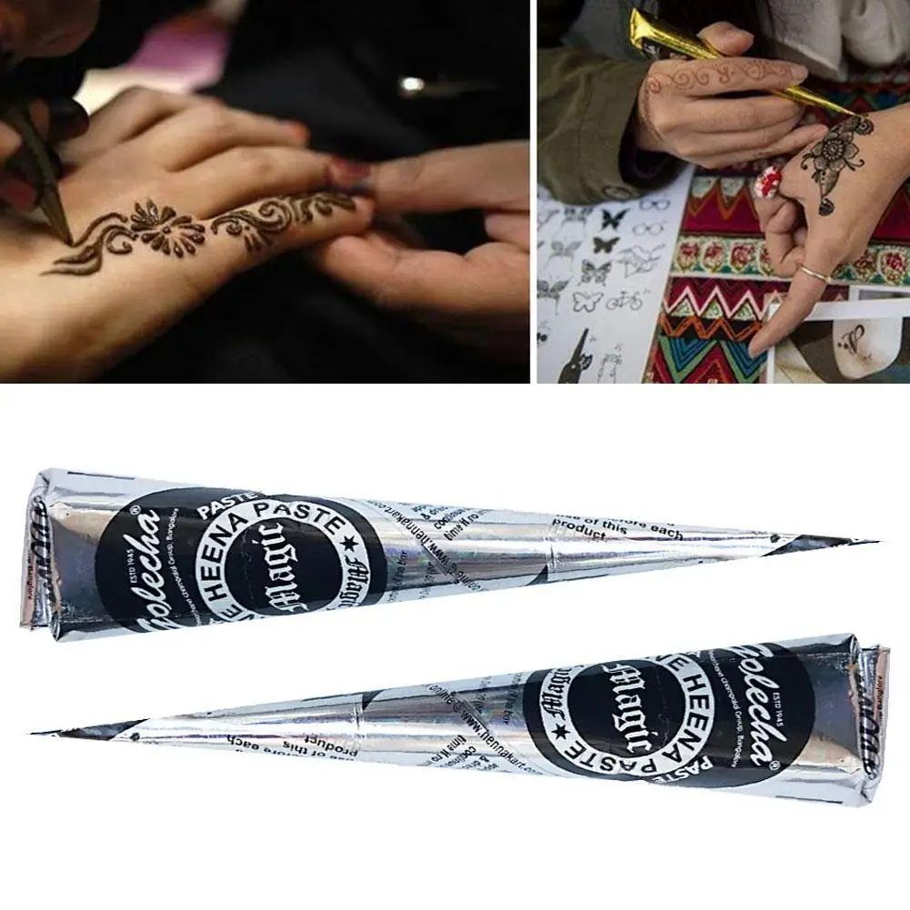 Natural Herbaceous Indian Henna Cones Temporary Waterproof Tattoo Kit Body Art Drawing Or Tattoo Stencil Paint Mehandi Ink