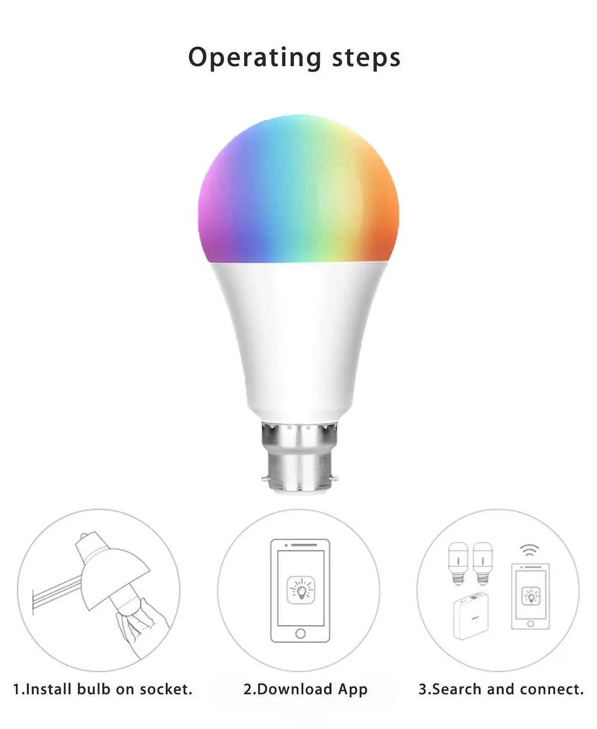 Bayonet WiFi умный светодиодный светильник 12 Вт RGB Теплый Холодный белый с