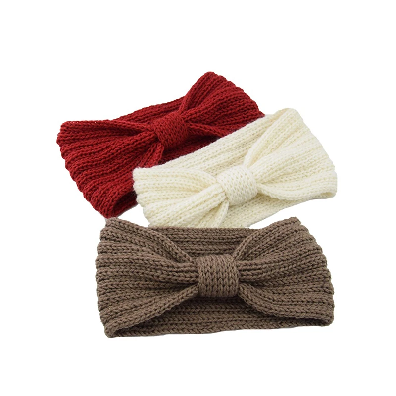 2019 Autumn Winter Warm Knotted Bow Headband Handmade Wool Knit Hairband Women Soft Stretch Headwear Hair Accessories Head Wrap |