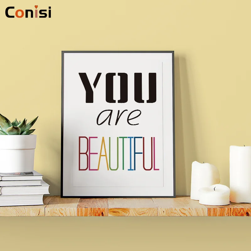 Conisi новый стиль цитата You Are Beautiful холст картины красочный текст настенный постер