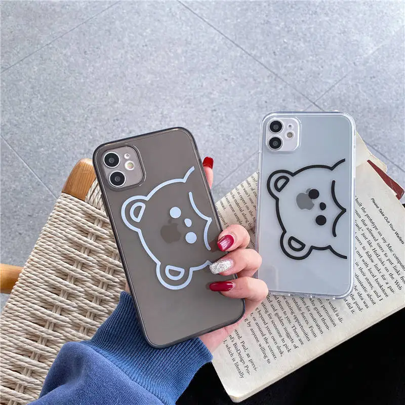 

Cute transparent cartoon bear Soft Phone Case For iPhone 12 Mini XR X XS Max 7 Plus 8 Plus Back Cover For iphone 11 11 pro max