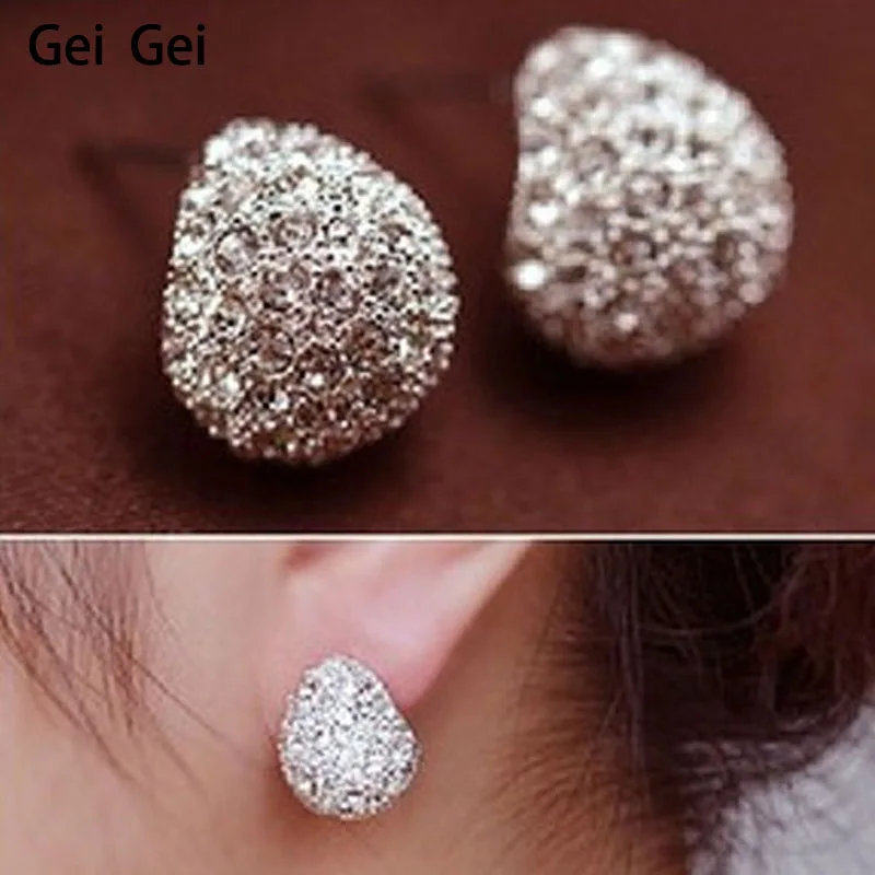 Элегантные женские новые модные блестящие серьги гвоздики со стразами простые с