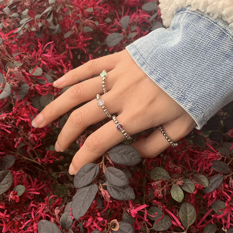 Винтажные золотые бисер серебряного цвета кольца для женщин женские