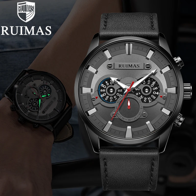 RUIMAS Montre Homme 2019 мужские часы с хронографом кварцевые водонепроницаемым
