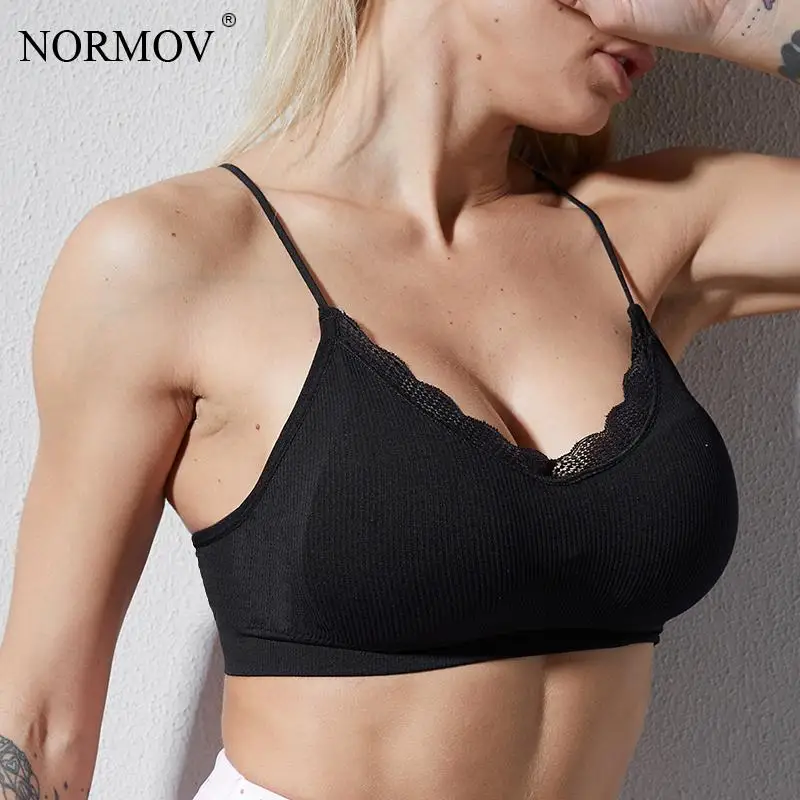 

NORMOV Women Sexy Bra Fitness Lace Underwear Women Seamless Anti-light Push Up Bra Shockproof Sports Fitness Bralette
