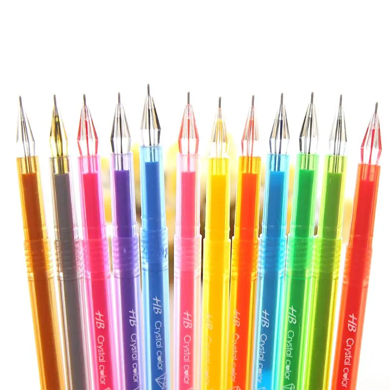 

12color/set diamond crystal Colors Colorful Gel Pen Set School Supplies Colored U4LD