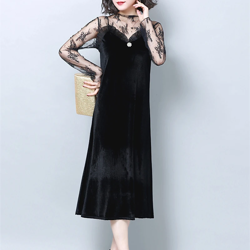 OllyMurs 2019 New Women Velour Dress Vintage Spaghetti Strap Long Dresses Sleeveless Black Maxi Vestidos Ladies Sexy Sundress | Женская